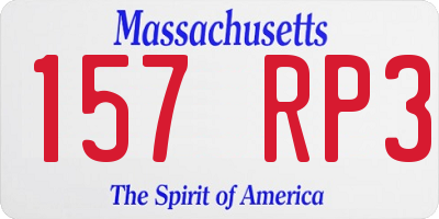 MA license plate 157RP3