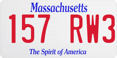 MA license plate 157RW3