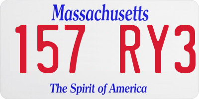 MA license plate 157RY3