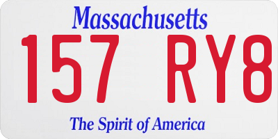 MA license plate 157RY8