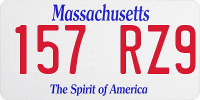 MA license plate 157RZ9