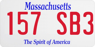 MA license plate 157SB3