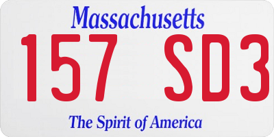 MA license plate 157SD3