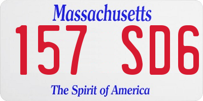 MA license plate 157SD6
