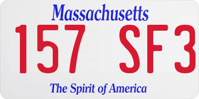 MA license plate 157SF3