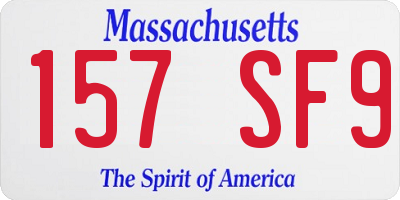 MA license plate 157SF9
