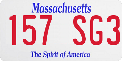 MA license plate 157SG3