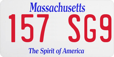 MA license plate 157SG9