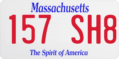 MA license plate 157SH8