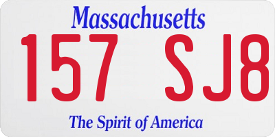 MA license plate 157SJ8