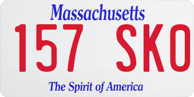 MA license plate 157SK0