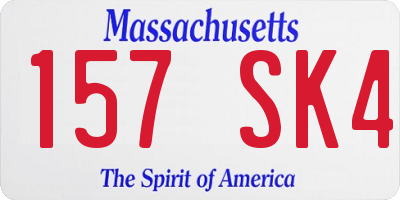 MA license plate 157SK4