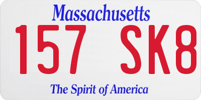 MA license plate 157SK8