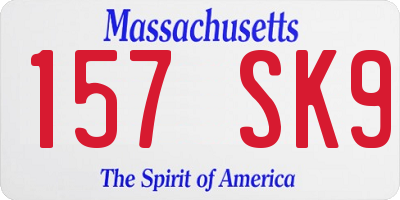 MA license plate 157SK9
