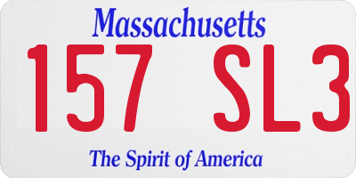 MA license plate 157SL3