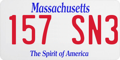 MA license plate 157SN3