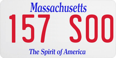 MA license plate 157SO0