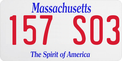 MA license plate 157SO3