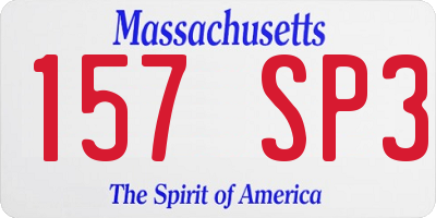 MA license plate 157SP3