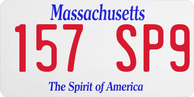 MA license plate 157SP9