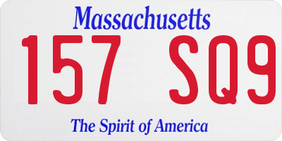 MA license plate 157SQ9