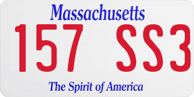MA license plate 157SS3