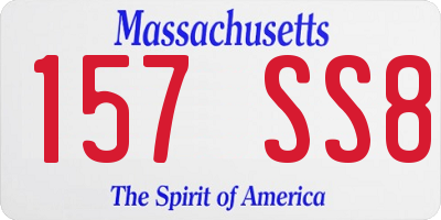 MA license plate 157SS8