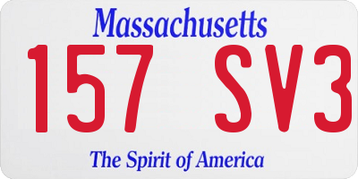 MA license plate 157SV3