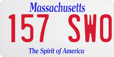 MA license plate 157SW0
