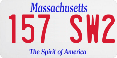 MA license plate 157SW2