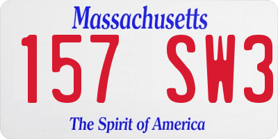 MA license plate 157SW3