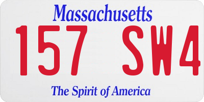 MA license plate 157SW4