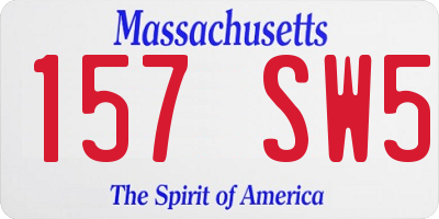 MA license plate 157SW5