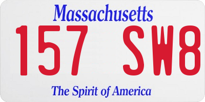 MA license plate 157SW8