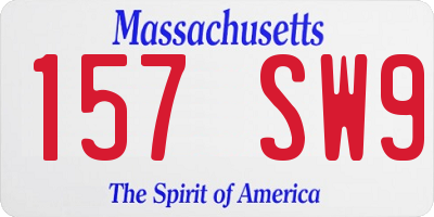 MA license plate 157SW9