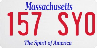 MA license plate 157SY0