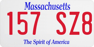 MA license plate 157SZ8