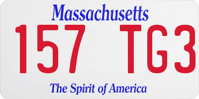 MA license plate 157TG3