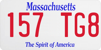 MA license plate 157TG8