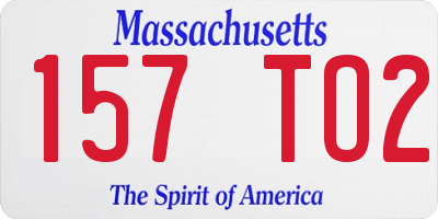 MA license plate 157TO2