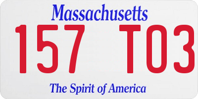 MA license plate 157TO3