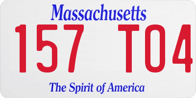 MA license plate 157TO4