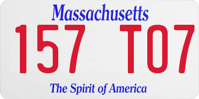 MA license plate 157TO7