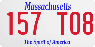 MA license plate 157TO8