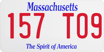 MA license plate 157TO9