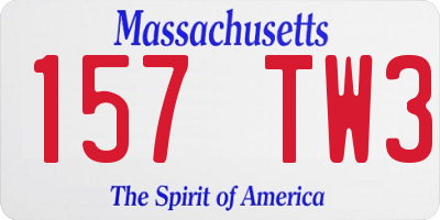 MA license plate 157TW3