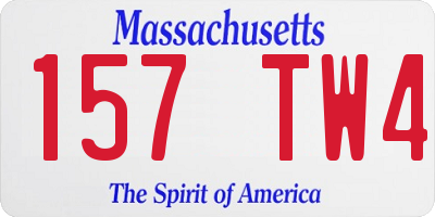 MA license plate 157TW4