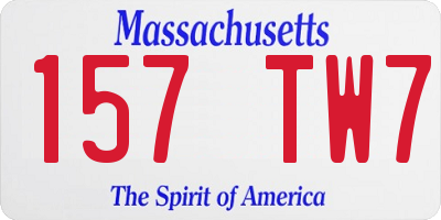 MA license plate 157TW7