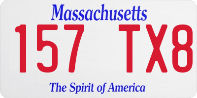 MA license plate 157TX8