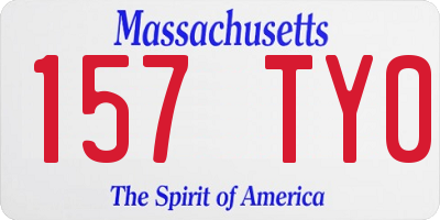 MA license plate 157TY0